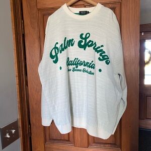 Palm Springs California Sweater - White and Green Boo Hoo Man XL